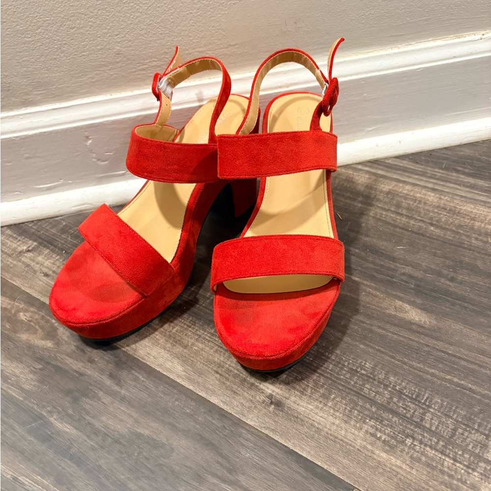 Red Suede Women's Sandals